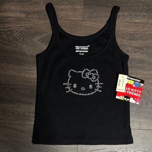 NWT Aeropostale Black Tank Top with Rhinestone Hello Kitty Graphic